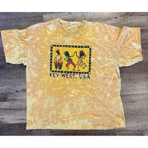 Tie Dye KEY WEST, USA T-Shirt Rasta Music Vintage 1990s 90s Souvenir SHIRT XXL